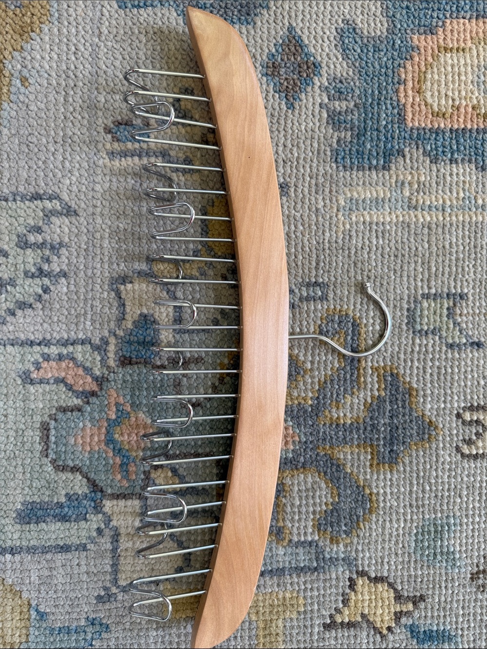 Wood Multi-Hook Accessory Hanger Natural Wood. 12 clips available for Tie / Belt